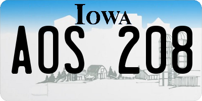 IA license plate AOS208