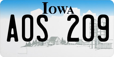 IA license plate AOS209