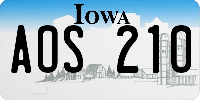 IA license plate AOS210