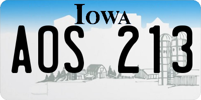 IA license plate AOS213