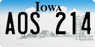 IA license plate AOS214