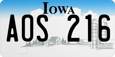 IA license plate AOS216