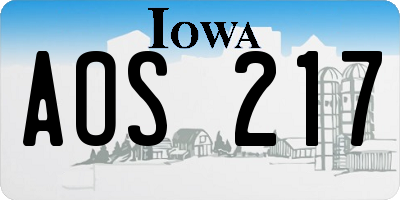 IA license plate AOS217