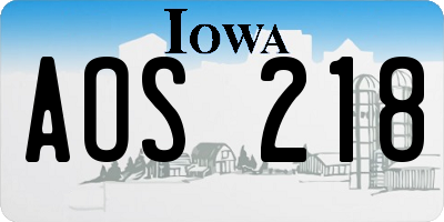 IA license plate AOS218