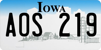 IA license plate AOS219