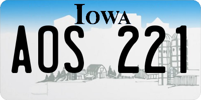 IA license plate AOS221