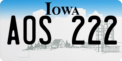 IA license plate AOS222