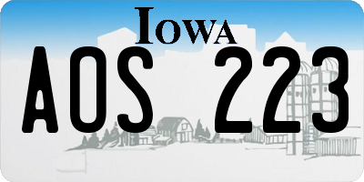 IA license plate AOS223