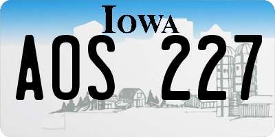 IA license plate AOS227