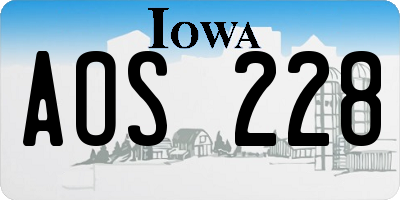 IA license plate AOS228