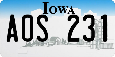 IA license plate AOS231