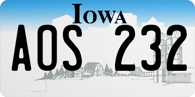 IA license plate AOS232