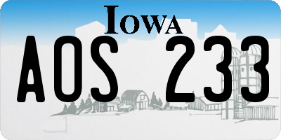 IA license plate AOS233