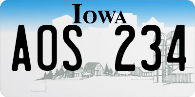 IA license plate AOS234