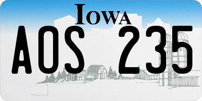 IA license plate AOS235