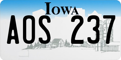 IA license plate AOS237