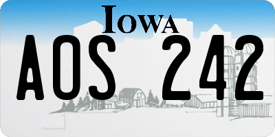 IA license plate AOS242