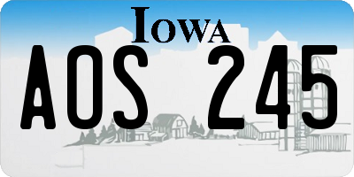 IA license plate AOS245