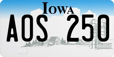IA license plate AOS250