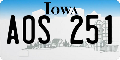 IA license plate AOS251