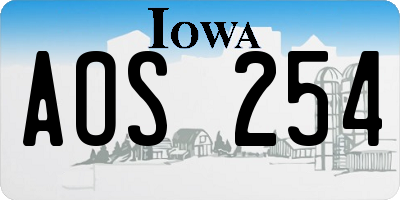 IA license plate AOS254
