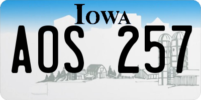 IA license plate AOS257
