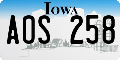IA license plate AOS258