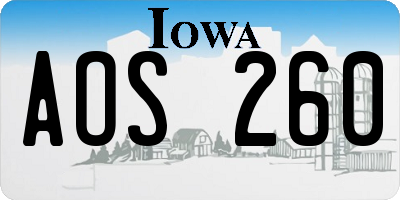 IA license plate AOS260