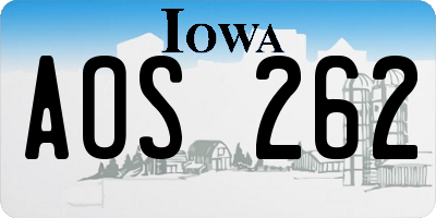 IA license plate AOS262
