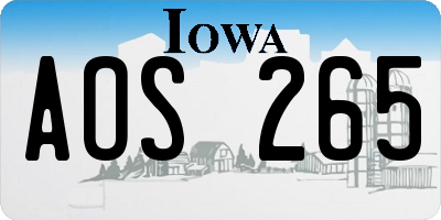 IA license plate AOS265