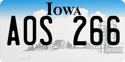 IA license plate AOS266