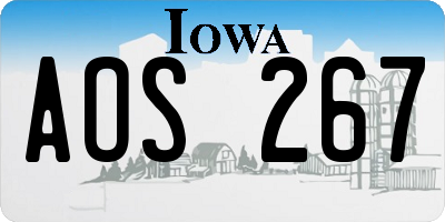 IA license plate AOS267