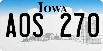IA license plate AOS270