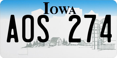 IA license plate AOS274