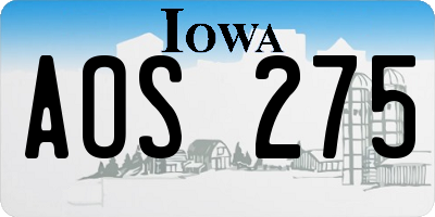 IA license plate AOS275