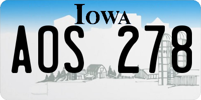 IA license plate AOS278