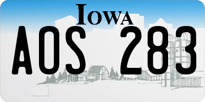 IA license plate AOS283