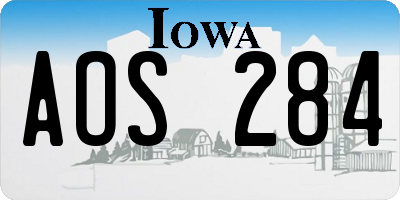 IA license plate AOS284