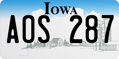 IA license plate AOS287