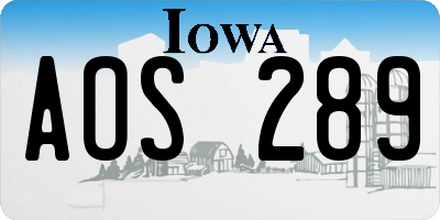 IA license plate AOS289