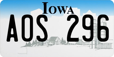 IA license plate AOS296