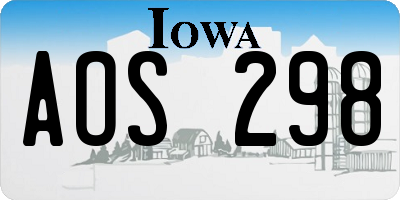 IA license plate AOS298