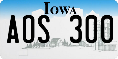 IA license plate AOS300