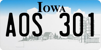 IA license plate AOS301