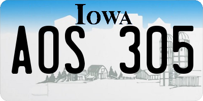 IA license plate AOS305