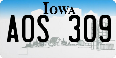 IA license plate AOS309