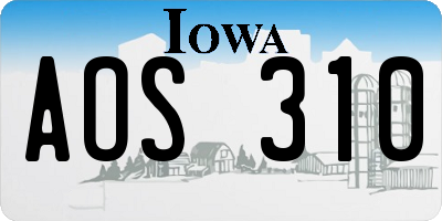 IA license plate AOS310