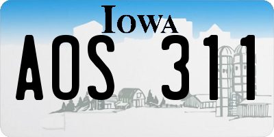 IA license plate AOS311