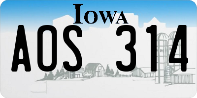 IA license plate AOS314