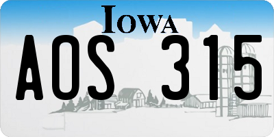 IA license plate AOS315